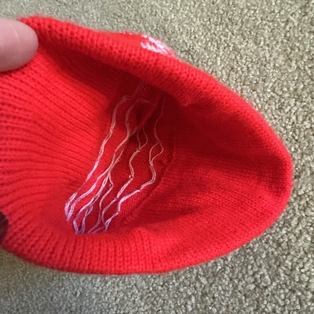 Nordic Knit Long Stocking Hat Alpine Ski Infant Toddler Vintage Winter Red White
